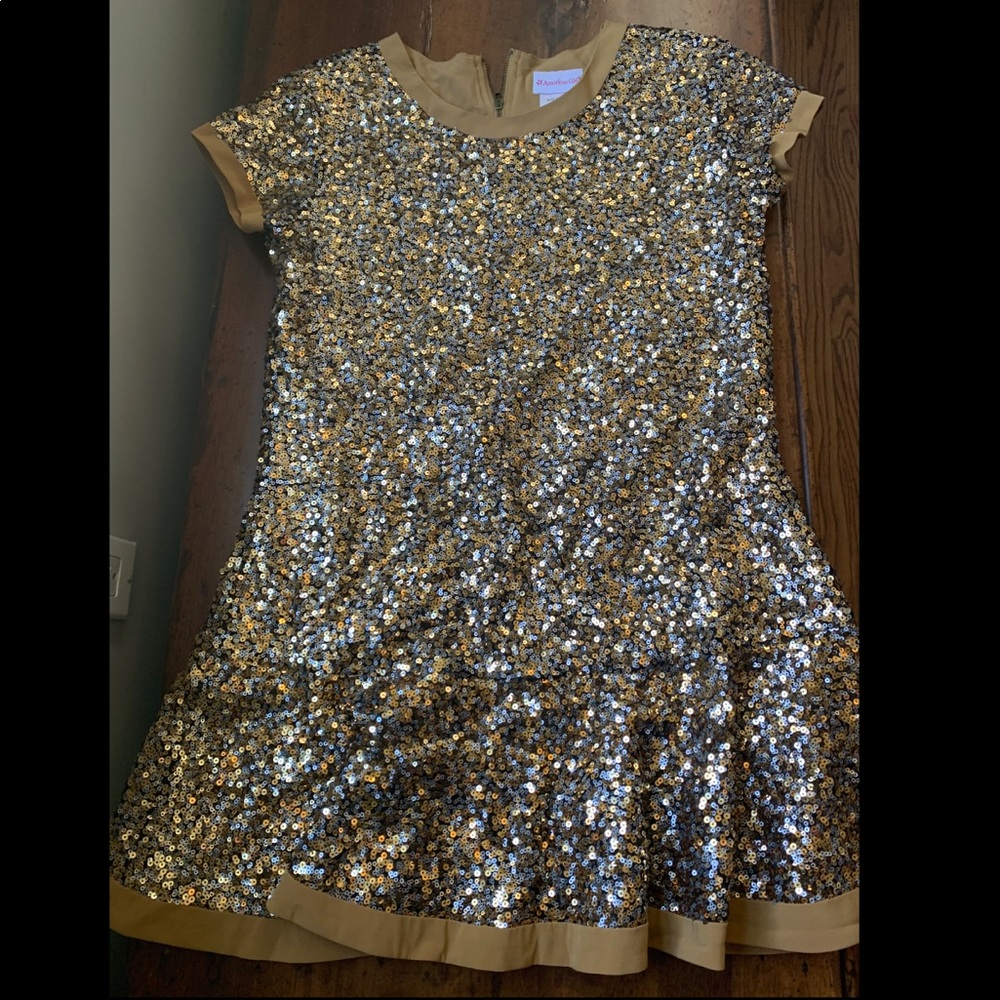American Girl gold-bronze sequin dress size 14